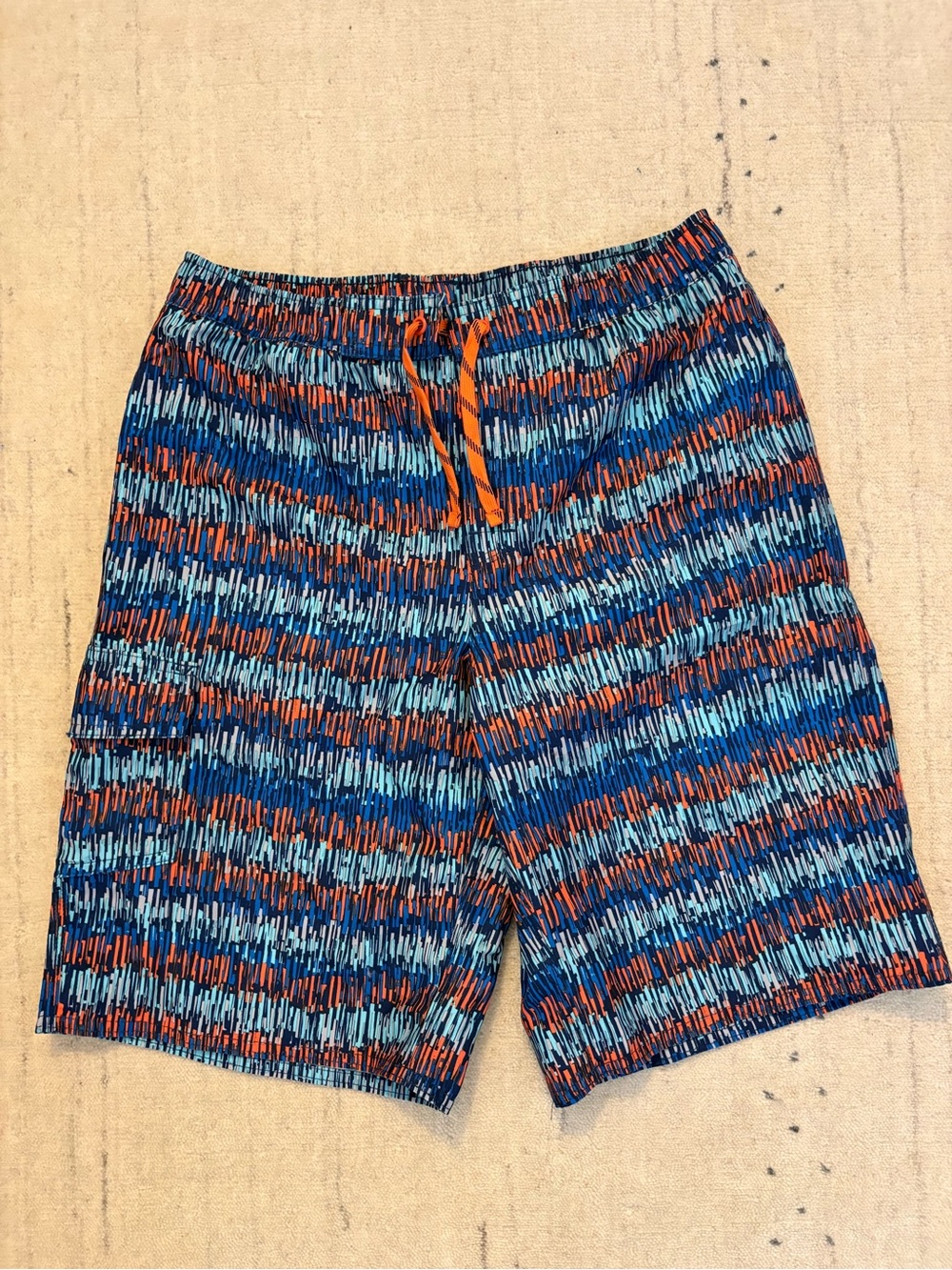 Boys L.L. Bean Blue & Orange Patterned Swim Shorts NWT